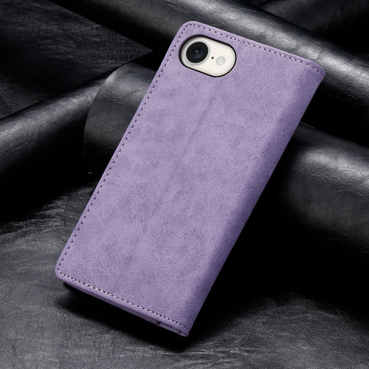 For iPhone 16e Business Solid Color Magnetic RFID Leather Phone Case(Purple) - iPhone 16e Cases by PMC TechLife | Online Shopping South Africa | PMC TechLife | Buy Now Pay Later Mobicred