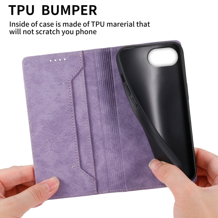 For iPhone 16e Business Solid Color Magnetic RFID Leather Phone Case(Purple) - iPhone 16e Cases by PMC TechLife | Online Shopping South Africa | PMC TechLife | Buy Now Pay Later Mobicred