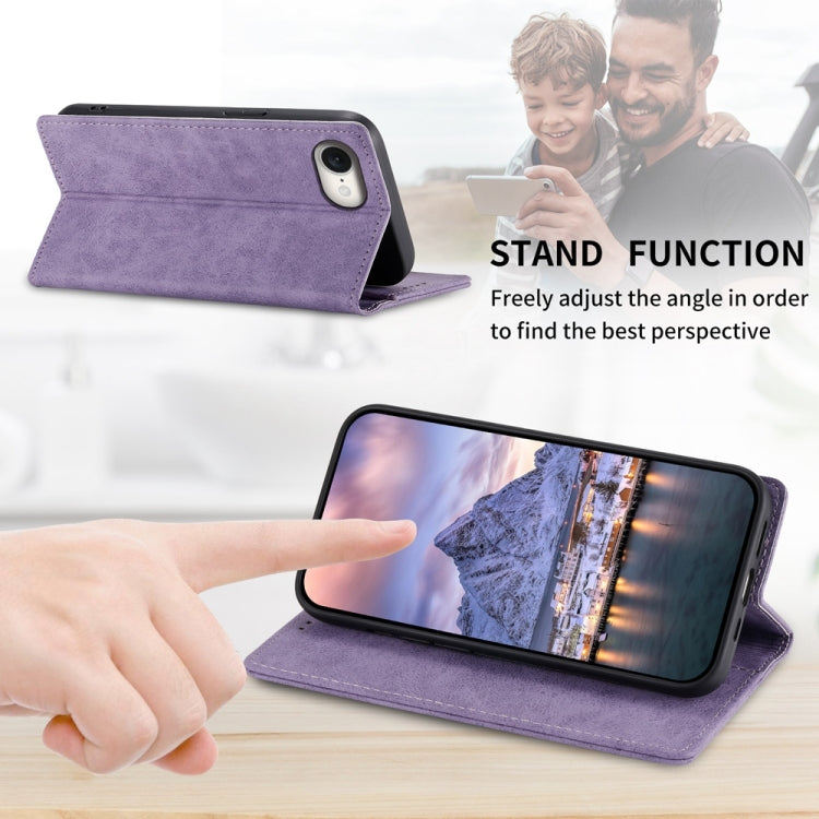 For iPhone 16e Business Solid Color Magnetic RFID Leather Phone Case(Purple) - iPhone 16e Cases by PMC TechLife | Online Shopping South Africa | PMC TechLife | Buy Now Pay Later Mobicred