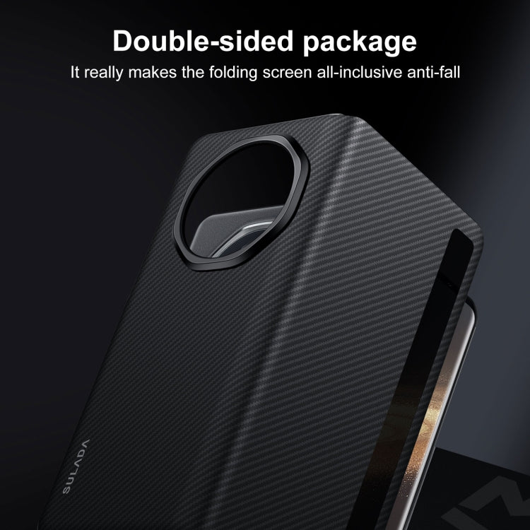For Honor Magic V3 SULADA Kevlar 600D Texture Smart Window Leather Phone Case(Black) - free shipping - PMC TechLife - Order now!