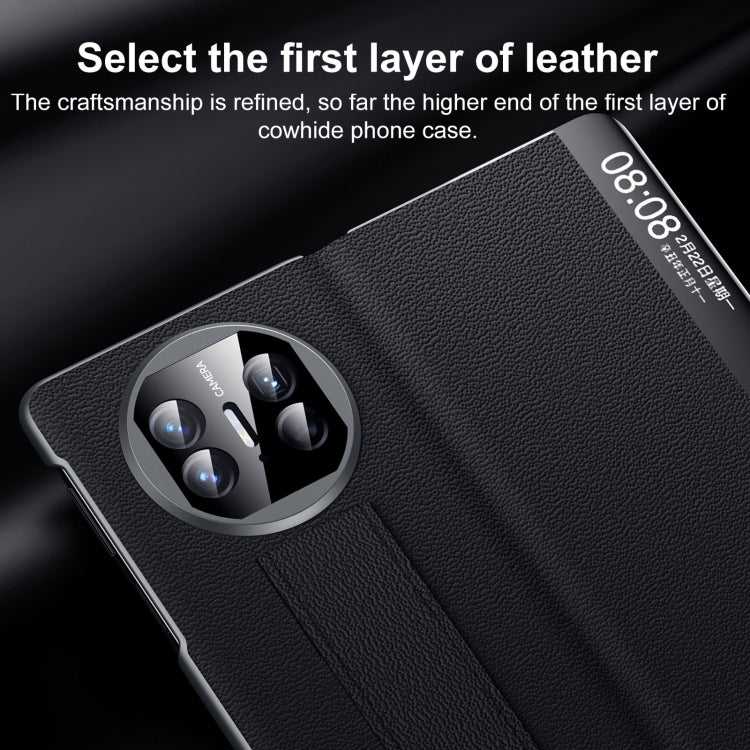 For Huawei Mate X5 / X3 SULADA Smart Series Wristband Holder Smart View Window Genuine Leather Phone Case(Black) - free shipping - PMC TechLife - Order now!