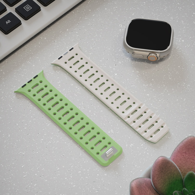 For Apple Watch SE 2023 44mm Single Pin Magnetic Silicone Watch Band(Mint Green Starlight) - free shipping - PMc TechLife - Order now!