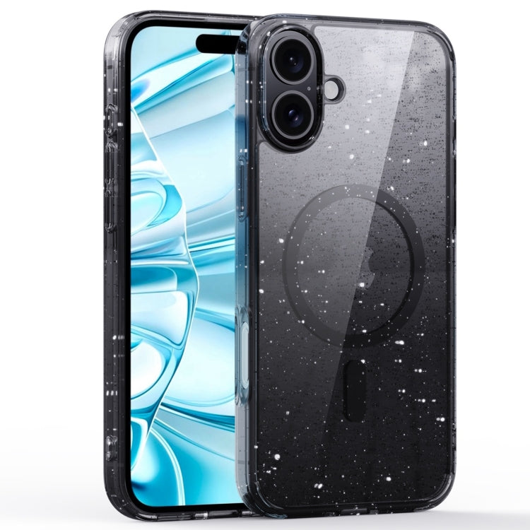 For iPhone 16 Plus Glitter Powder MagSafe Magnetic Phone Case(Transparent Black) - free shipping - PMC Jewellery - Order now!