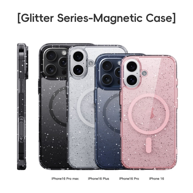 For iPhone 16 Plus Glitter Powder MagSafe Magnetic Phone Case(Transparent Black) - free shipping - PMC Jewellery - Order now!