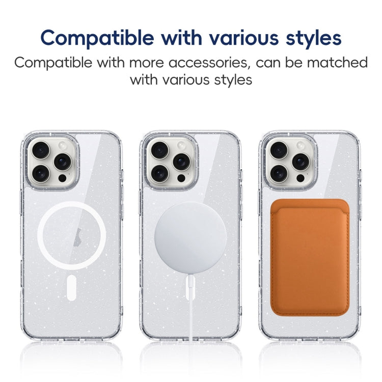 For iPhone 16 Plus Glitter Powder MagSafe Magnetic Phone Case(Transparent Black) - free shipping - PMC Jewellery - Order now!