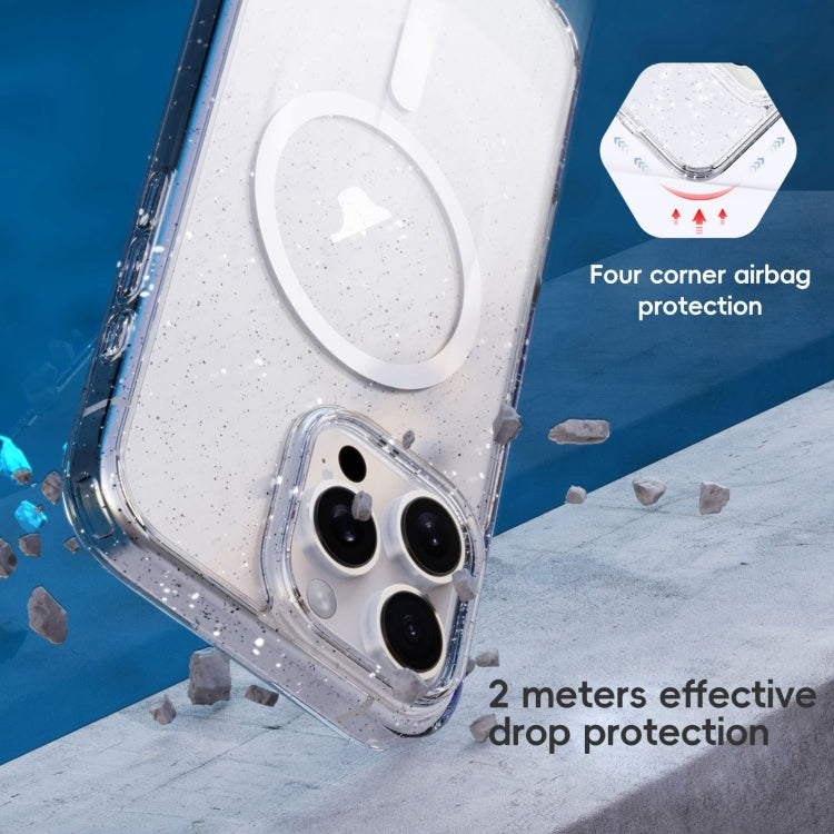 For iPhone 16 Plus Glitter Powder MagSafe Magnetic Phone Case(Transparent Black) - free shipping - PMC Jewellery - Order now!