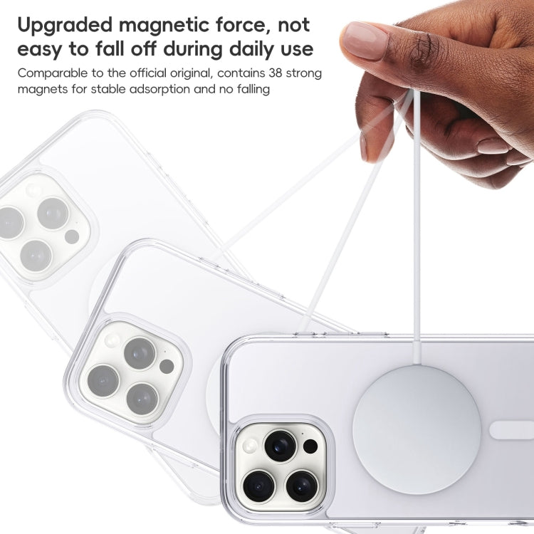 For iPhone 16 Plus Crystal Clear Frosted MagSafe Magnetic Phone Case(Transparent Titanium Blue) - free shipping - PMC Jewellery - Order now!
