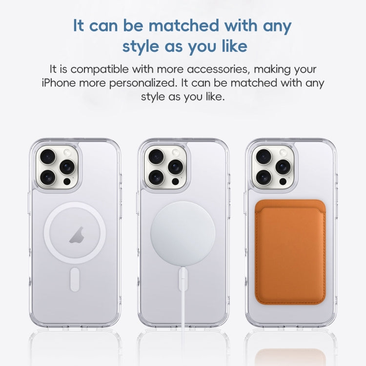 For iPhone 16 Plus Crystal Clear Frosted MagSafe Magnetic Phone Case(Transparent Titanium Blue) - free shipping - PMC Jewellery - Order now!