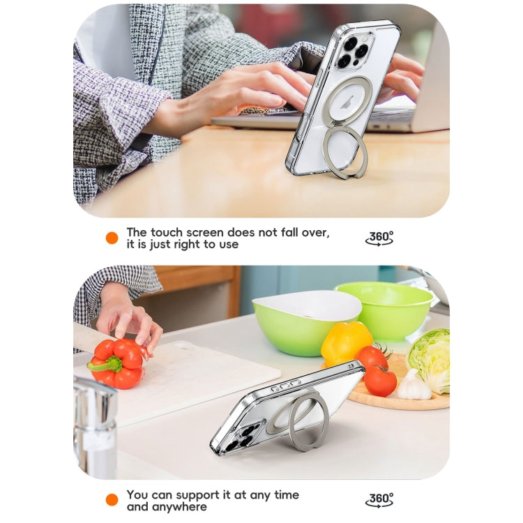 For iPhone 16 Plus Crystal Clear MagSafe Magnetic Holder Phone Case(Transparent Black) - free shipping - PMC Jewellery - Order now!