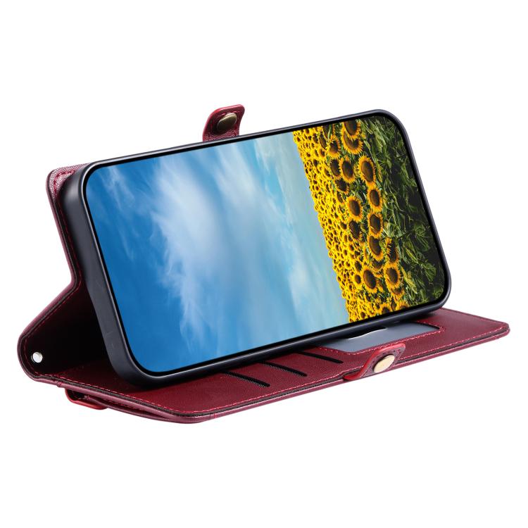 For iPhone 16e Wallet Multi-card Slot Leather Phone Case with Lanyard(Wine Red) - iPhone 16e Cases by PMC TechLife | Online Shopping South Africa | PMC TechLife | Buy Now Pay Later Mobicred
