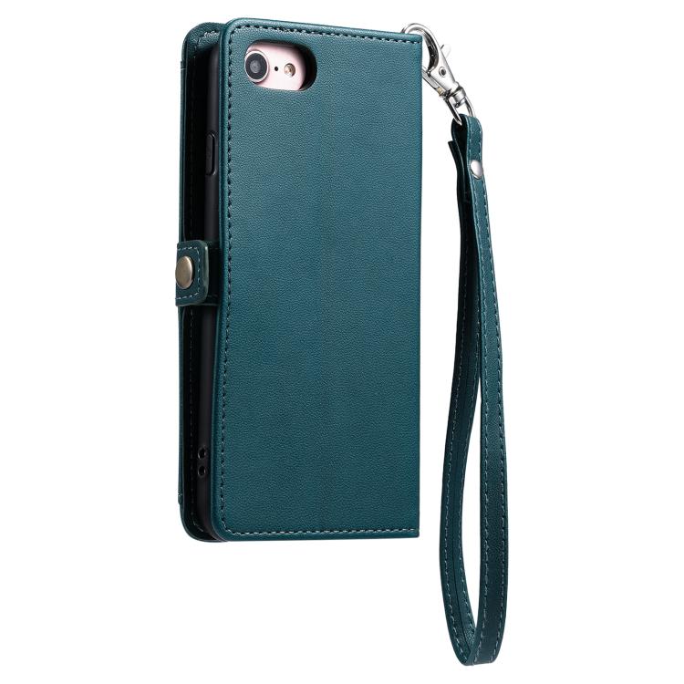 For iPhone 16e Wallet Multi-card Slot Leather Phone Case with Lanyard(Green) - iPhone 16e Cases by PMC TechLife | Online Shopping South Africa | PMC TechLife | Buy Now Pay Later Mobicred