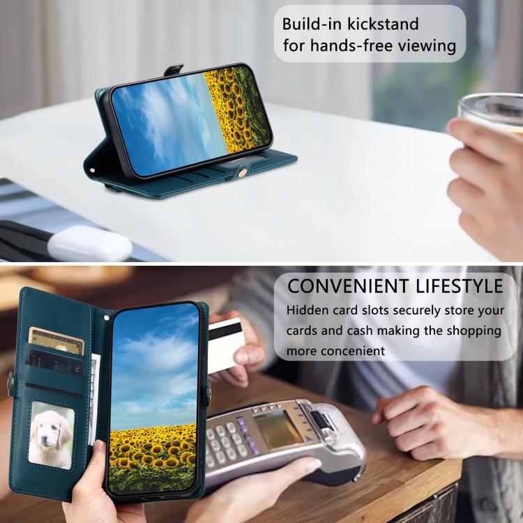 For iPhone 16e Wallet Multi-card Slot Leather Phone Case with Lanyard(Green) - iPhone 16e Cases by PMC TechLife | Online Shopping South Africa | PMC TechLife | Buy Now Pay Later Mobicred