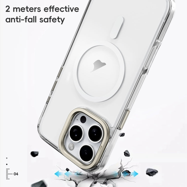 For iPhone 16 Plus Mirror Crystal Clear Lens Holder MagSafe Magnetic Phone Case(Transparent Black) - free shipping - PMC Jewellery - Order now!