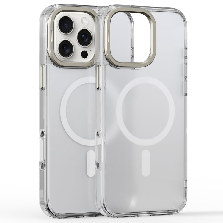 For iPhone 16 Pro Max Frosted Crystal Clear Lens Holder MagSafe Magnetic Phone Case(Transparent) - free shipping - PMC Jewellery - Order now!