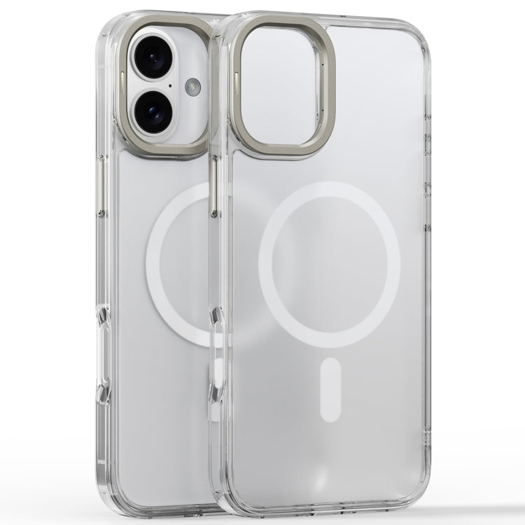 For iPhone 16 Plus Frosted Crystal Clear Lens Holder MagSafe Magnetic Phone Case(Transparent) - free shipping - PMC Jewellery - Order now!
