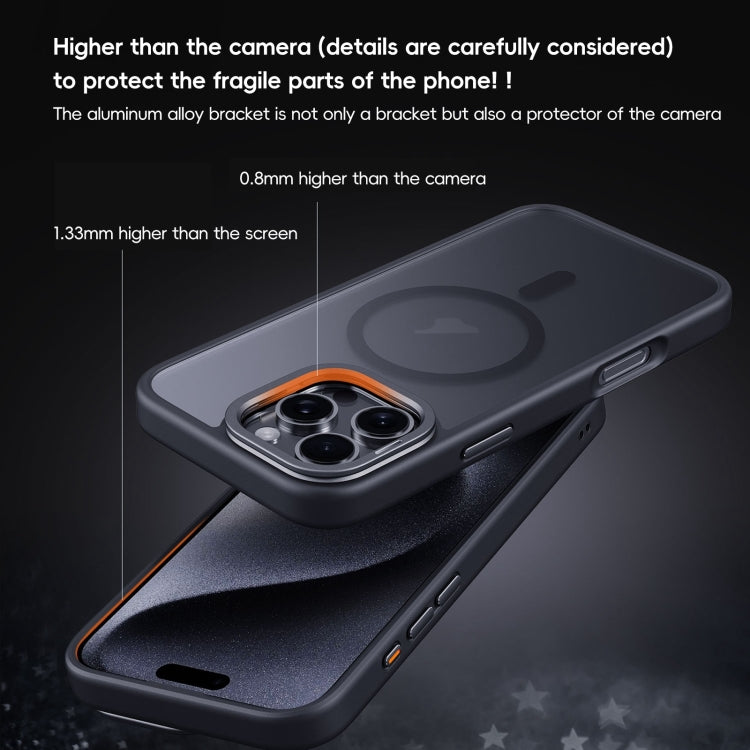 For iPhone 16 Plus Frosted Lens Holder MagSafe Magnetic Phone Case(Titanium Rose Gold) - free shipping - PMC Jewellery - Order now!