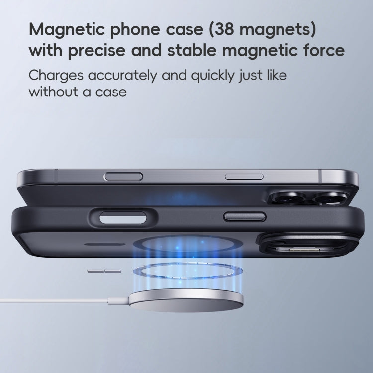 For iPhone 16 Plus Frosted Lens Holder MagSafe Magnetic Phone Case(Titanium Rose Gold) - free shipping - PMC Jewellery - Order now!