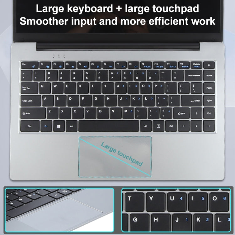 14 inch Windows 11 Laptop, 8GB+128GB, Gen 4th Intel Core i3 CPU, 180 Degree Rotation Axis(Silver) - free shipping - PMC Jewellery - Order now!