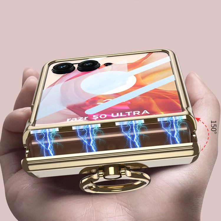 For Motorola Razr 50 Ultra GKK Integrated  Magnetic Folding Phantom Rotary Phone Case with Ring Holder(Champagne Gold) - free shipping - PMC Jewellery - Order now!