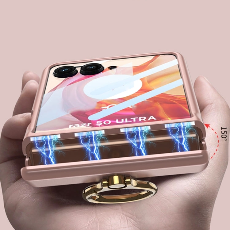 For Motorola Razr 50 Ultra GKK Integrated Magnetic Hinged Flip Case with Ring Holder(Pink) - free shipping - PMC Jewellery - Order now!