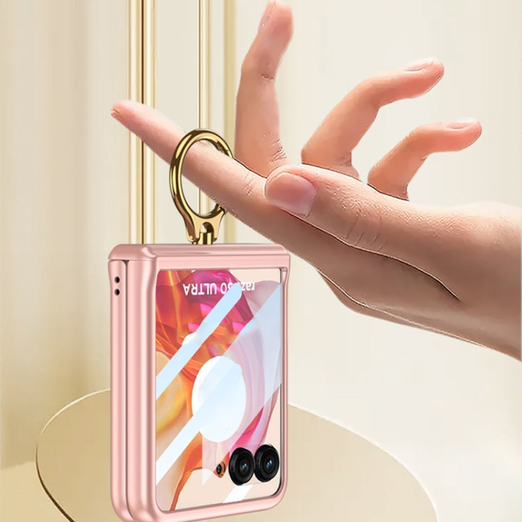 For Motorola Razr 50 Ultra GKK Integrated Magnetic Hinged Flip Case with Ring Holder(Pink) - free shipping - PMC Jewellery - Order now!