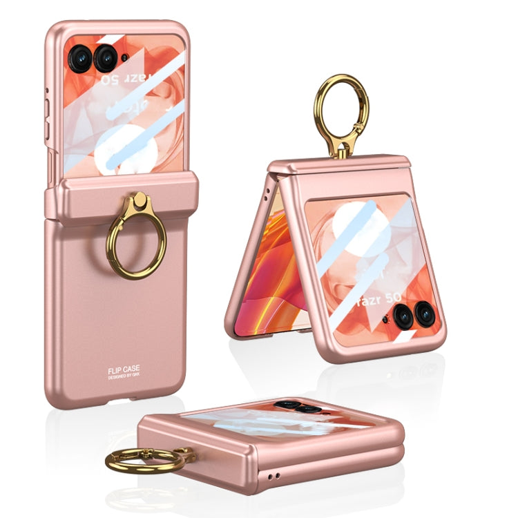 For Motorola Razr 50 GKK Integrated Magnetic Hinged Flip Case with Ring Holder(Pink) - free shipping - PMC Jewellery - Order now!