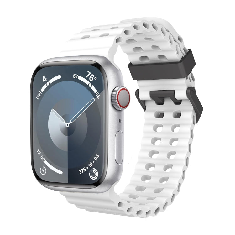 For Apple Watch SE 2023 44mm Ocean Dual-Row Hole Silicone Watch Band(White) - Watch Bands by PMc TechLife | Online Shopping South Africa | PMc TechLife | Buy Now Pay Later Mobicred