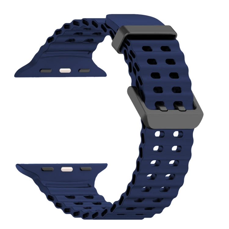 For Apple Watch Series 9 45mm Ocean Dual-Row Hole Silicone Watch Band(Midnight Blue) - free shipping - PMc TechLife - Order now!
