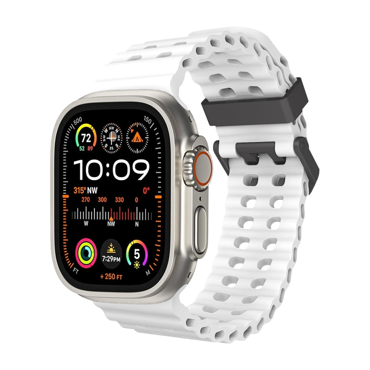 For Apple Watch Ultra 49mm Ocean Dual-Row Hole Silicone Watch Band(White) - free shipping - PMc TechLife - Order now!
