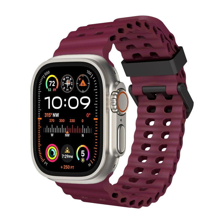 For Apple Watch Ultra 49mm Ocean Dual-Row Hole Silicone Watch Band(Wine Red) - free shipping - PMc TechLife - Order now!
