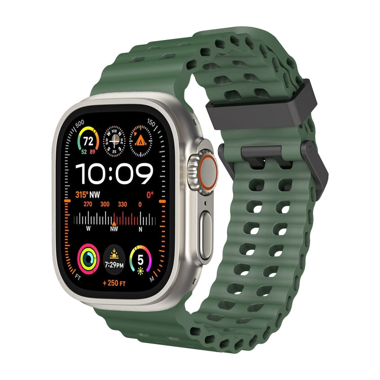 For Apple Watch Ultra 49mm Ocean Dual-Row Hole Silicone Watch Band(Forest Green) - free shipping - PMc TechLife - Order now!