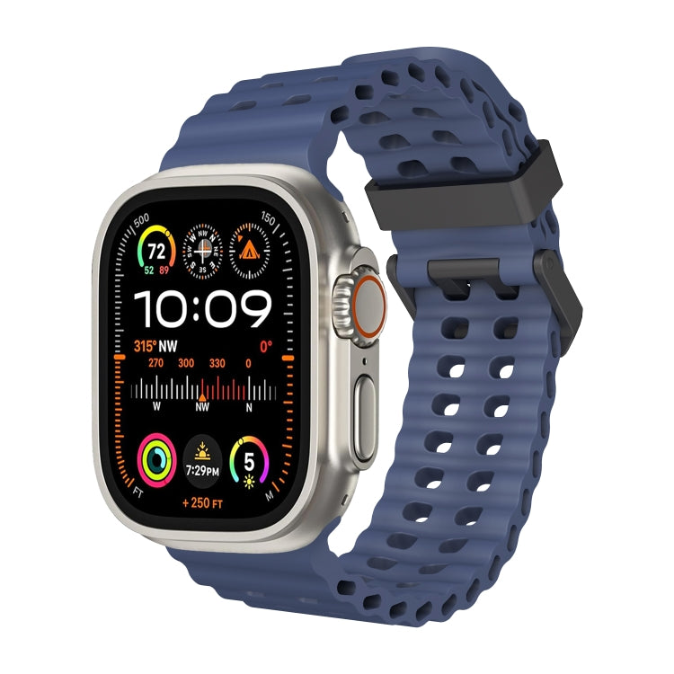 For Apple Watch Ultra 49mm Ocean Dual-Row Hole Silicone Watch Band(Midnight Blue) - free shipping - PMc TechLife - Order now!
