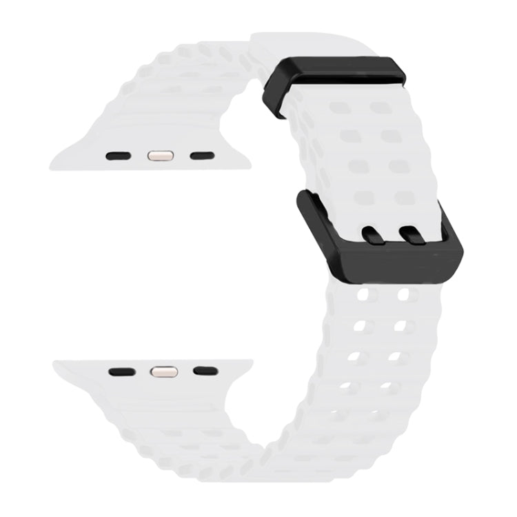 For Apple Watch Series 8 45mm Ocean Dual-Row Hole Silicone Watch Band(White) - free shipping - PMc TechLife - Order now!