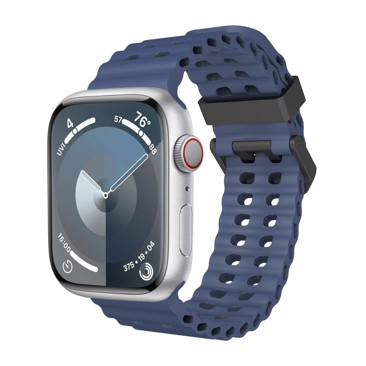 For Apple Watch SE 2022 44mm Ocean Dual-Row Hole Silicone Watch Band(Midnight Blue) - free shipping - PMc TechLife - Order now!