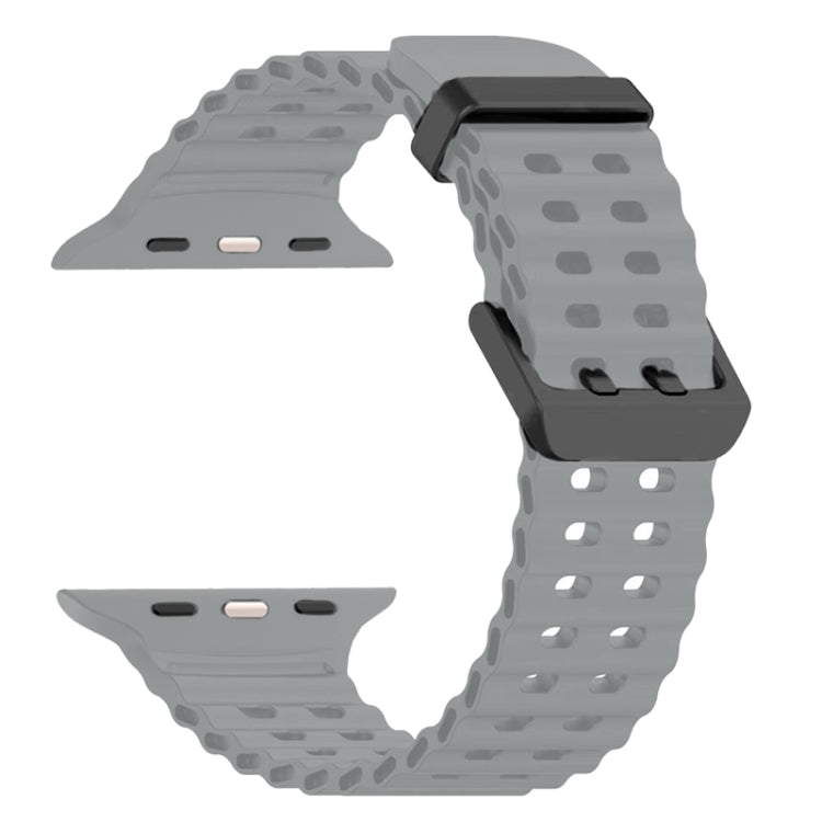 For Apple Watch SE 2022 44mm Ocean Dual-Row Hole Silicone Watch Band(Cloudy Gray) - free shipping - PMc TechLife - Order now!
