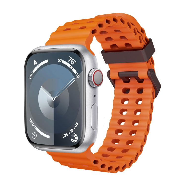 For Apple Watch Series 7 45mm Ocean Dual-Row Hole Silicone Watch Band(Orange) - free shipping - PMc TechLife - Order now!