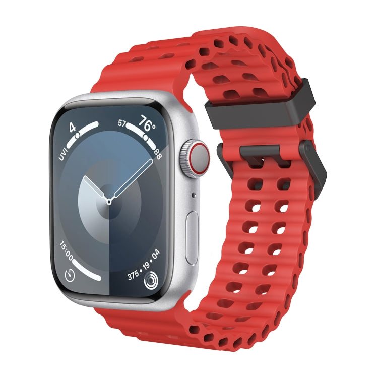 For Apple Watch Series 7 45mm Ocean Dual-Row Hole Silicone Watch Band(Red) - free shipping - PMc TechLife - Order now!