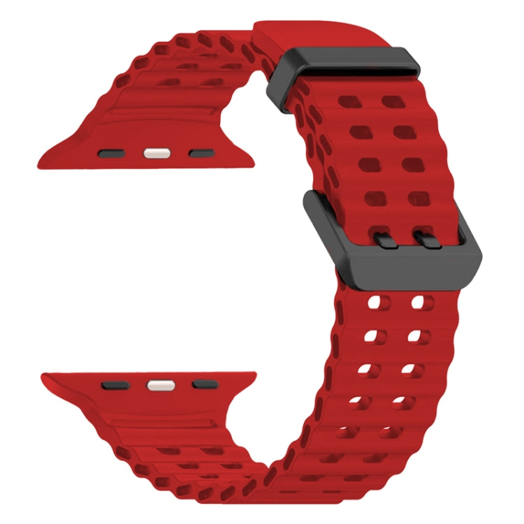 For Apple Watch Series 7 45mm Ocean Dual-Row Hole Silicone Watch Band(Red) - free shipping - PMc TechLife - Order now!