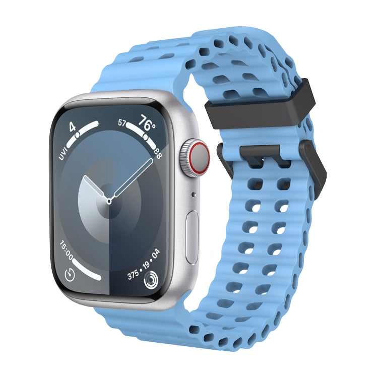 For Apple Watch SE 44mm Ocean Dual-Row Hole Silicone Watch Band(Premium Blue) - free shipping - PMc TechLife - Order now!