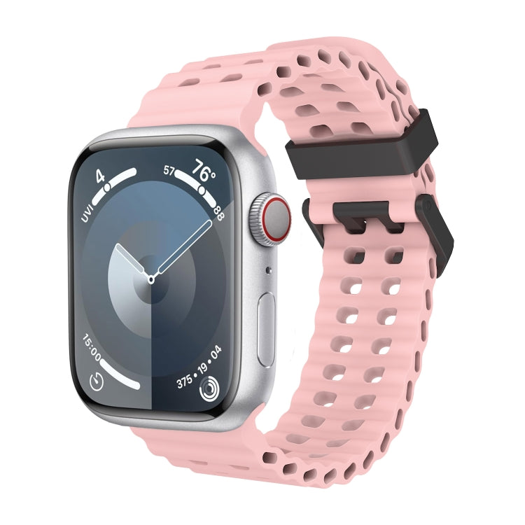 For Apple Watch SE 44mm Ocean Dual-Row Hole Silicone Watch Band(Vintage Rose) - free shipping - PMc TechLife - Order now!