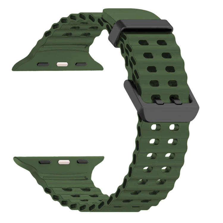 For Apple Watch Series 6 44mm Ocean Dual-Row Hole Silicone Watch Band(Forest Green) - free shipping - PMc TechLife - Order now!