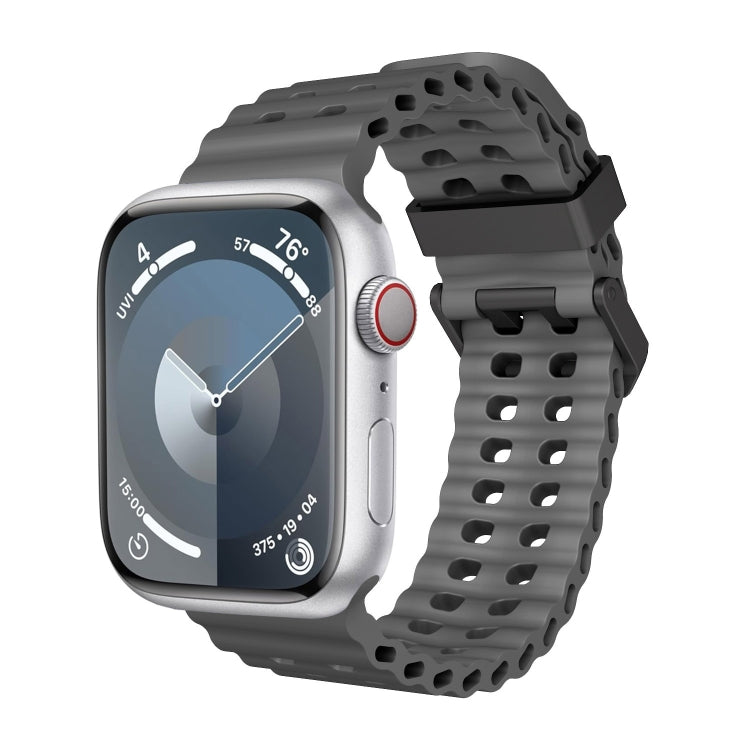 For Apple Watch Series 5 44mm Ocean Dual-Row Hole Silicone Watch Band(Grey) - free shipping - PMc TechLife - Order now!