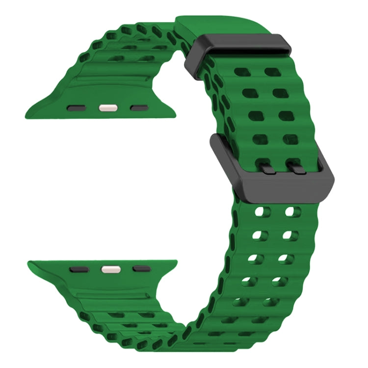 For Apple Watch Series 5 44mm Ocean Dual-Row Hole Silicone Watch Band(Alfalfa) - free shipping - PMc TechLife - Order now!