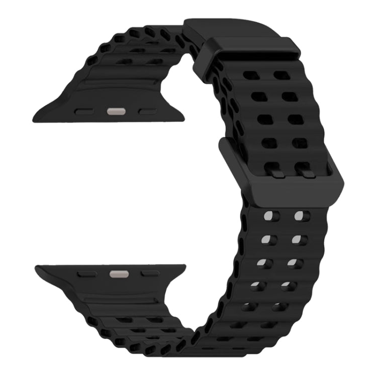For Apple Watch Series 4 44mm Ocean Dual-Row Hole Silicone Watch Band(Black) - free shipping - PMc TechLife - Order now!