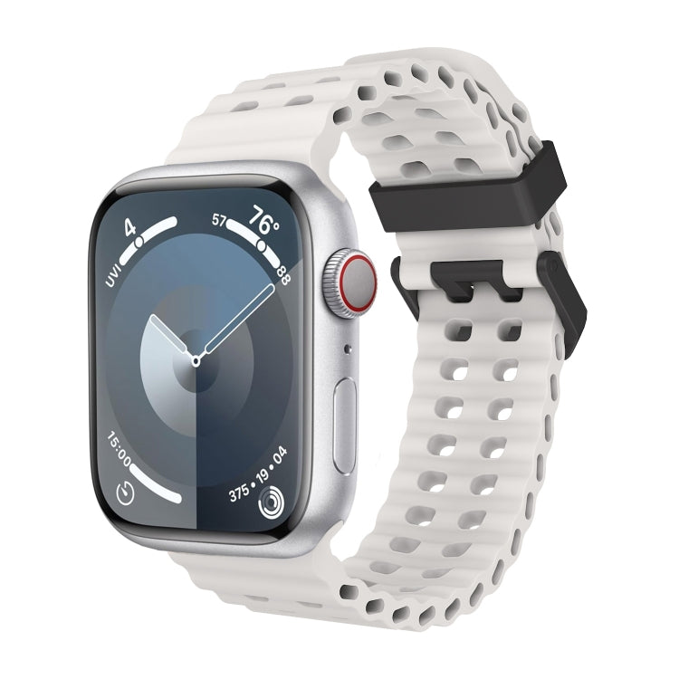 For Apple Watch Series 4 44mm Ocean Dual-Row Hole Silicone Watch Band(Starlight) - free shipping - PMc TechLife - Order now!