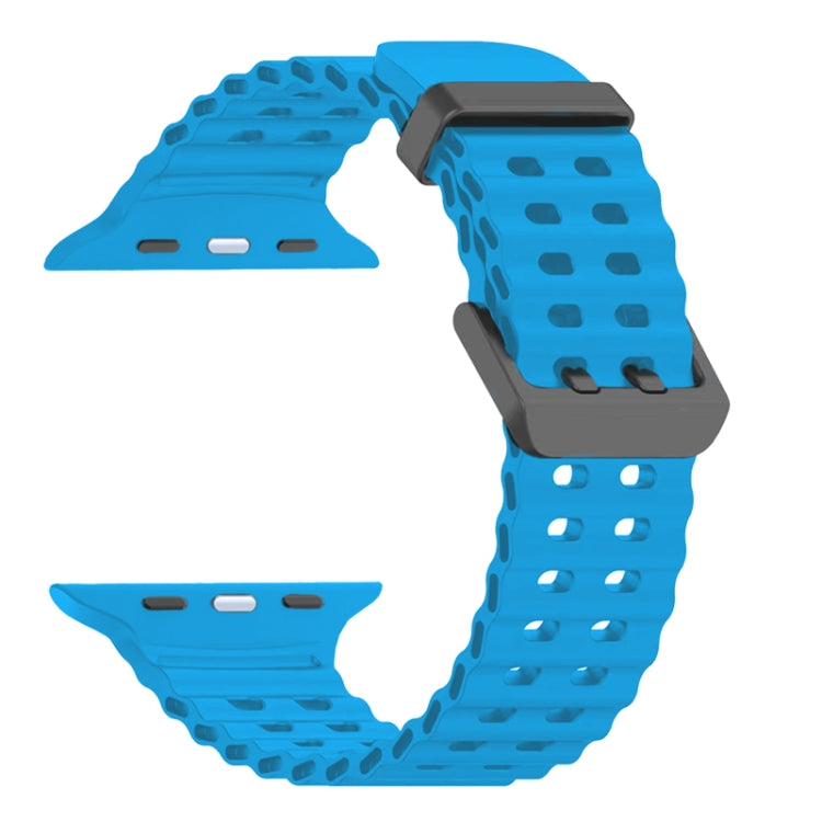 For Apple Watch Series 3 42mm Ocean Dual-Row Hole Silicone Watch Band(Blue) - free shipping - PMc TechLife - Order now!
