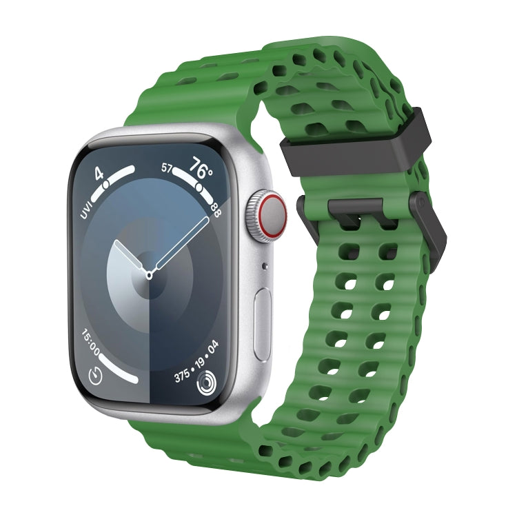 For Apple Watch Series 3 42mm Ocean Dual-Row Hole Silicone Watch Band(Alfalfa) - free shipping - PMc TechLife - Order now!