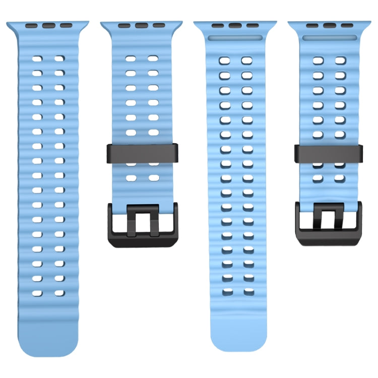 For Apple Watch SE 2022 44mm Ocean Dual-Row Hole Silicone Watch Band(Cloudy Gray) - free shipping - PMc TechLife - Order now!