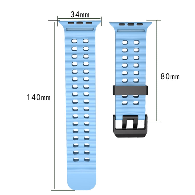 For Apple Watch Series 7 45mm Ocean Dual-Row Hole Silicone Watch Band(Blue) - free shipping - PMc TechLife - Order now!