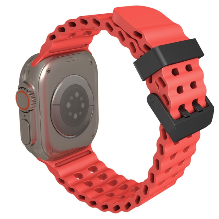 For Apple Watch Series 7 45mm Ocean Dual-Row Hole Silicone Watch Band(Orange) - free shipping - PMc TechLife - Order now!